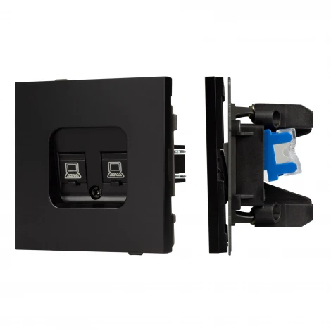 Механизм компьютерной розетки двойной SCT-TENDO-MPC2-PL-BK (RJ-45, CAT6) (Arlight, Черный) 054101