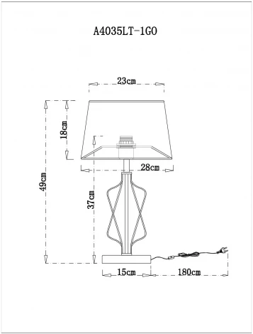 Интерьерная настольная лампа Arte Lamp Fire A4035LT-1GO (220V, выключатель)