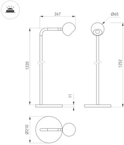 Торшер SP-OTTORI-FLOOR-6W Warm3000 (BK, 30 deg, 230V) (Arlight, IP20 Металл) 048166 (LED)