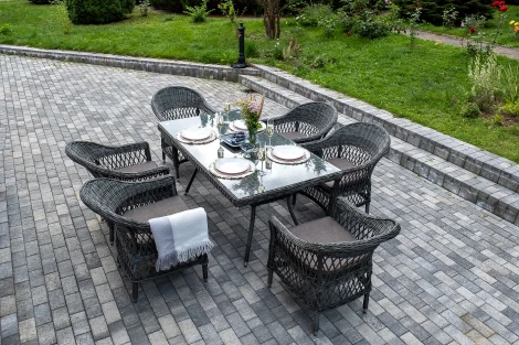 "Амароне" обеденная группа из искусственного ротанга на 6 персон, цвет графит 4SIS арт.УТ-00007688