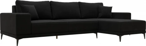Диван угловой Льюес правый (Черный/Микровельвет) Лига Диванов арт.122407