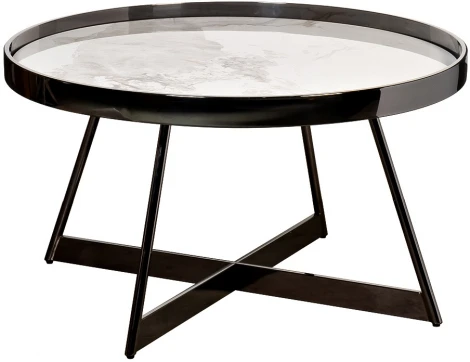 47ED-28010 Стол журнальный белый/черный хром 80*80*45см Garda Decor
