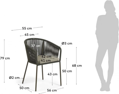 Стул уличный La Forma (ex Julia Grup) Yanet (Зеленый/ Веревка,Пена,Сталь)