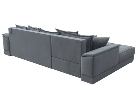 Диван угловой НордСтар левый угол (ДСП,Брус/Пластик/Велюр/Серый) Лига Диванов 127942L