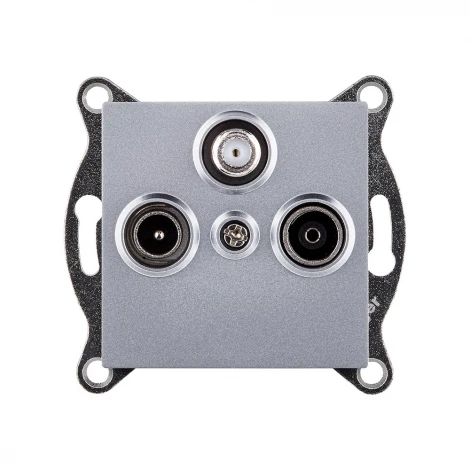 Розетка тройная TV (мама) + TV (папа) + спутниковая SAT серый Kollinger REA-036GY для Aspekt, Eleganz, Reflex