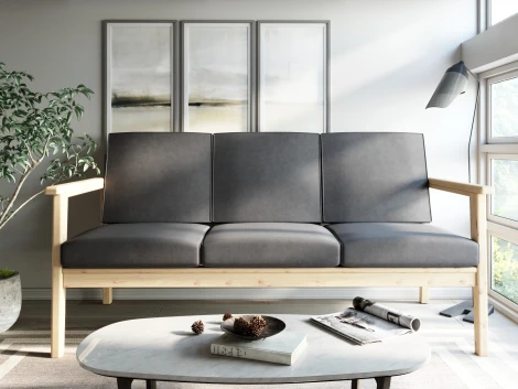 Диван Arsko прямой Лориан Б сосна велюр серый