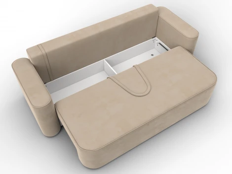 Диван прямой Лига-118 НПБ (ДСП,ЛДСП,Брус,Фанера,Велюр/Бежевый) Лига Диванов 137072