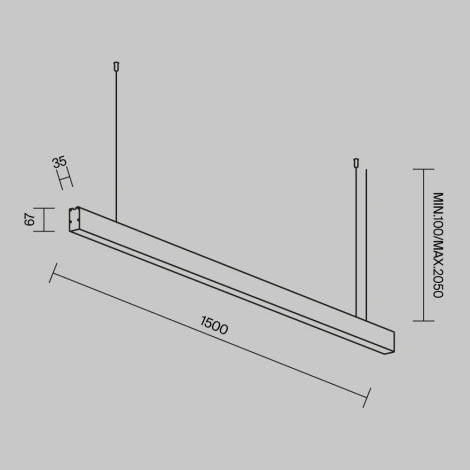 Подвесной светильник линейный светодиодный Maytoni Technical LL312037 3000K 35x67 серебро 1,5 м