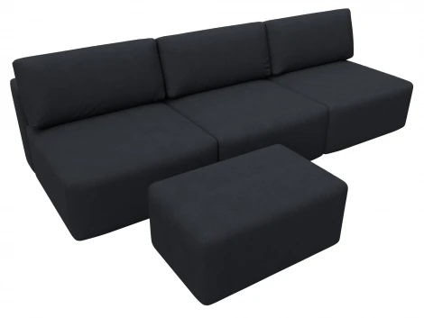 Диван прямой модульный с пуфом Лига-060 НПБ Лонг (ЛДСП,Брус,Фанера/Пластик/Замша/Темно-серый) Лига Диванов 129483