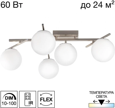 Потолочная люстра на штанге Citilux Dorsy CL223151 (регулировка яркости, LED, 220V, пульт управления, шарики)
