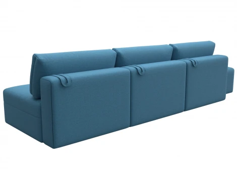 Диван прямой модульный с пуфом Лига-060 НПБ Лонг (ЛДСП,Брус,Фанера/Пластик/Рогожка/Голубой) Лига Диванов 129711