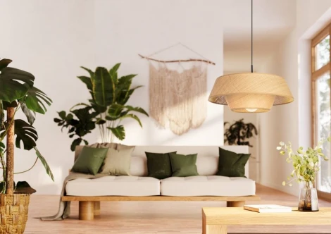 Подвесной светильник Eglo Marford 44096 1х60W (E27) сталь черный /рогожа, натуральный