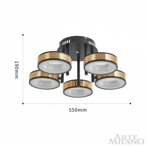 Потолочная люстра на штанге Arte Milano 271040/5R BK/GD (LED, 220V, круглые)