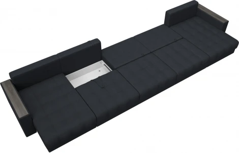 Диван П-образный с декором Лига-049 НПБ Мегалонг Лига Диванов (Замша) арт.128544