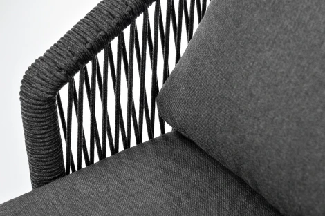 "Верона" кресло плетеное из роупа, каркас алюминий темно-серый (RAL7024) муар, роуп темно-серый круглый, ткань темно-серая 027 4SIS арт.УТ-00007144