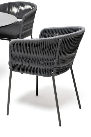 Обеденная группа на 4 персоны со стульями Бордо плетения колос, столешница серый гранит 4SIS Диего DIE-CB4T1-5-SET D-gray