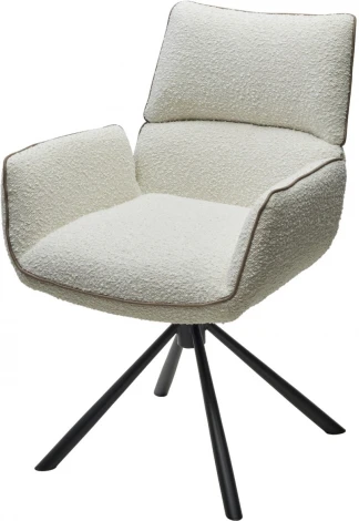 Стул M-City VIRS 360 град. поворот. с возвратом, EDELWEISS#1 белый, букле/ JC531-7 беж/ Черный