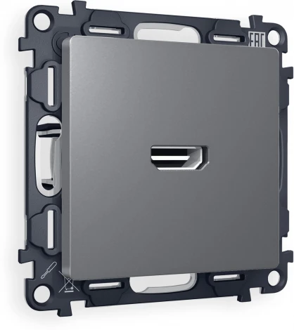 Комплект механизма Ambrella Volt розетки HDMI 2.0 ALFA MA664010 Антрацит серый 40V/500mA 2.0GHz 5-18Gbit/s QUANT