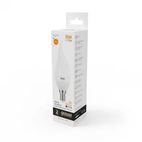Лампочка светодиодная E14 8 Вт 520 lm 3000K теплое желтое свечение Gauss Elementary 34118