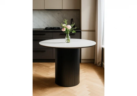 Кухонный стол Notta Гравент 90 белый мрамор snow white / черный