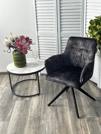 Стул DANTE 360 град. поворот. VT5001-3 античный серый, велюр без пальчиковый"/ черный, DISAUR"