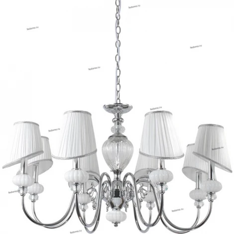 Люстра подвесная Crystal Lux Alma White, 8 плафонов, хром с белым и прозрачным