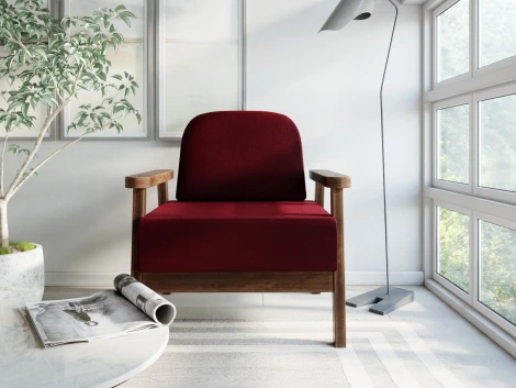 Кресло Arsko Флори орех велюр бордовый