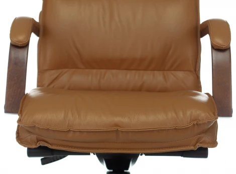 Кресло руководителя Бюрократ T-9927WALNUT горчичный кожа крестовина металл/дерево