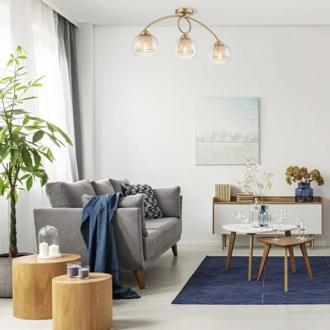 Потолочный Люстра на штанге 3х40Вт E14, металл/стекло, шампань (220V, шарики)