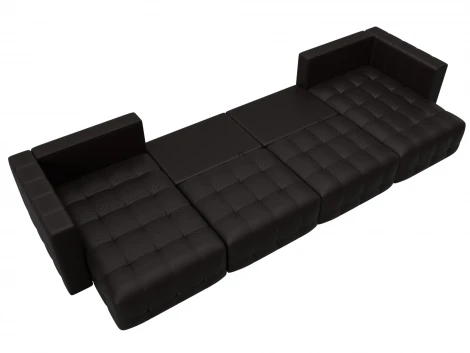 Диван П-образный Лига-052 НПБ Лонг (ЛДСП,Брус,Фанера/Пластик/Экокожа/Коричневый) Лига Диванов 129919