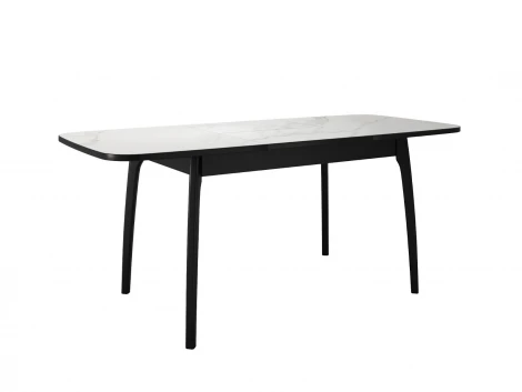 Стол DikLine MK15 Керамика Белый мрамор/подстолье черное/опоры черные арт.00-00079581