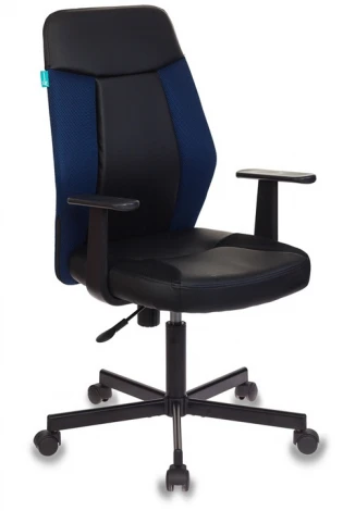 Кресло Бюрократ CH-606 черный/синий искусст.кожа/ткань крестовина металл