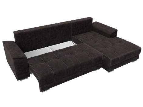 Диван угловой НордСтар правый угол (ДСП,Брус/Пластик/Велюр/Коричневый) Лига Диванов 127938