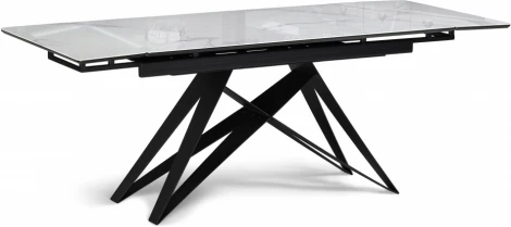 Стол стеклянный Notta Блэкберн 140(200)х80х75 белый мрамор кристл / черный арт.612167