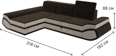 Диван угловой Лига-032 левый угол (Коричневый,Бежевый/Микровельвет) Лига Диванов арт.121654L