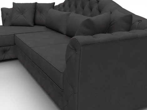 Диван угловой Артис левый угол (Брус,Рейка,Замша/Коричневый) Лига Диванов 128040L