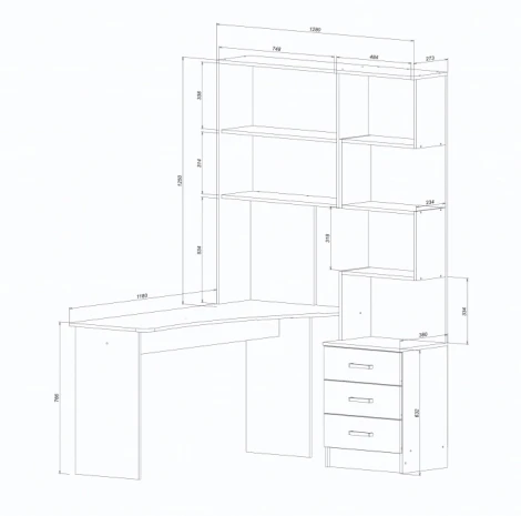 Компьютерный стол Ганор Woodville (ЛДСП/Белый) арт.602811