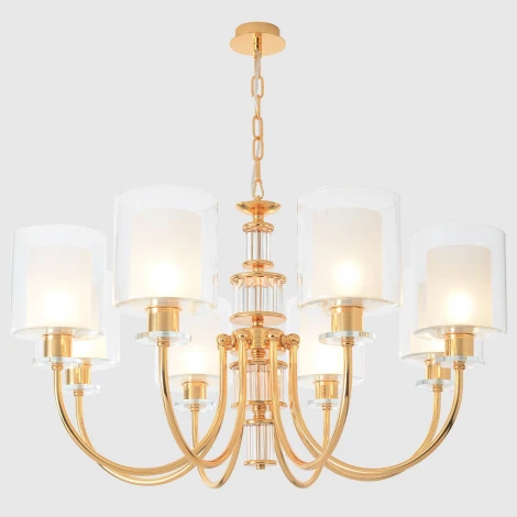 Подвесная люстра Crystal Lux ELENA SP8 GOLD (220V, на цепи, круглые)