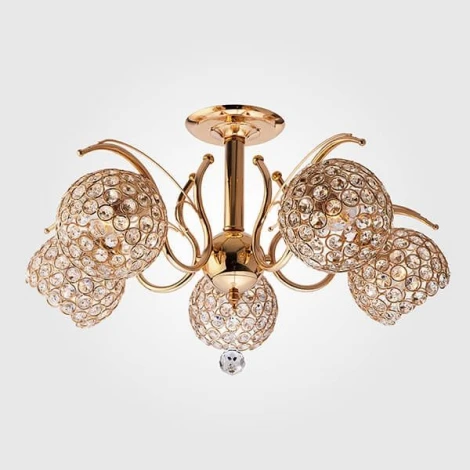 Потолочная люстра Eurosvet 7777 7777/5 золото (220V, хрусталь, шарики)