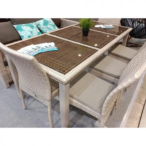 Комплект плетеной мебели Afina T365/Y380C-W85 Latte (8+1) + подушки