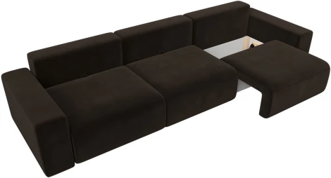 Диван прямой Лига-036 НПБ Классик Лонг (Коричневый/Микровельвет) Лига Диванов арт.121315