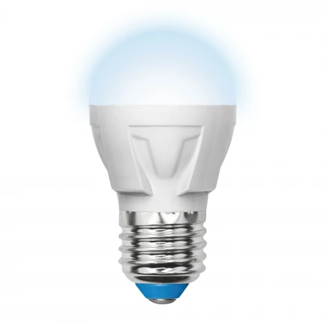 Лампочка светодиодная шар белая E27 7W 4000K Uniel LED-G45 7W/NW/E27/FR PLP01WH