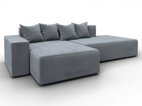 Диван угловой Лига-079 угол левый (ДСП/Пластик/Велюр/Серый) Лига Диванов 129823L