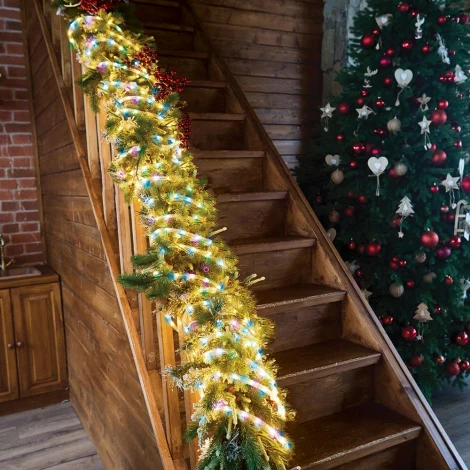 Светодиодная гирлянда линейная Мини Дюралайт мультиколор с контроллером 15м c питанием от сети 220V Feron CL587 51462