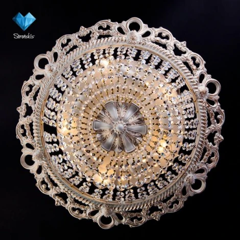 Потолочная люстра Eurosvet 3298 3298/5 белый с золотом / прозрачный хрусталь