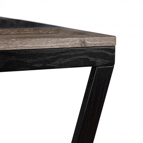 Стол журнальный BeautyStyle 33 дуб крымский состаренный/венге/стекло черное Mebelik 009407