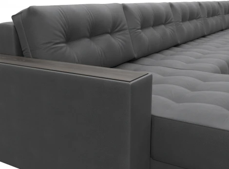 Диван П-образный с декором Лига-049 НПБ Мегалонг Лига Диванов (Замша) арт.128547