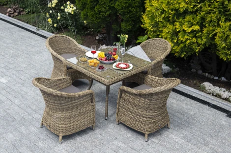 Обеденная группа из искусственного ротанга, цвет соломенный 4SIS Фредо FC4T-5-SET