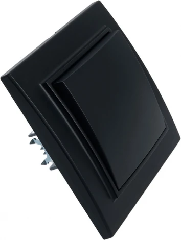Переключатель одноклавишный (черный) Stekker Эрна 39619