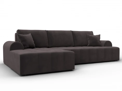 Диван угловой Лига-080 угол левый (ДСП/Пластик/Велюр/Коричневый) Лига Диванов 134749L